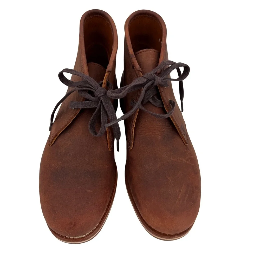 HELM USA Made Pull Up Leather Chukka Boots‎ Brown Heritage Quiet Luxury Mens 7D